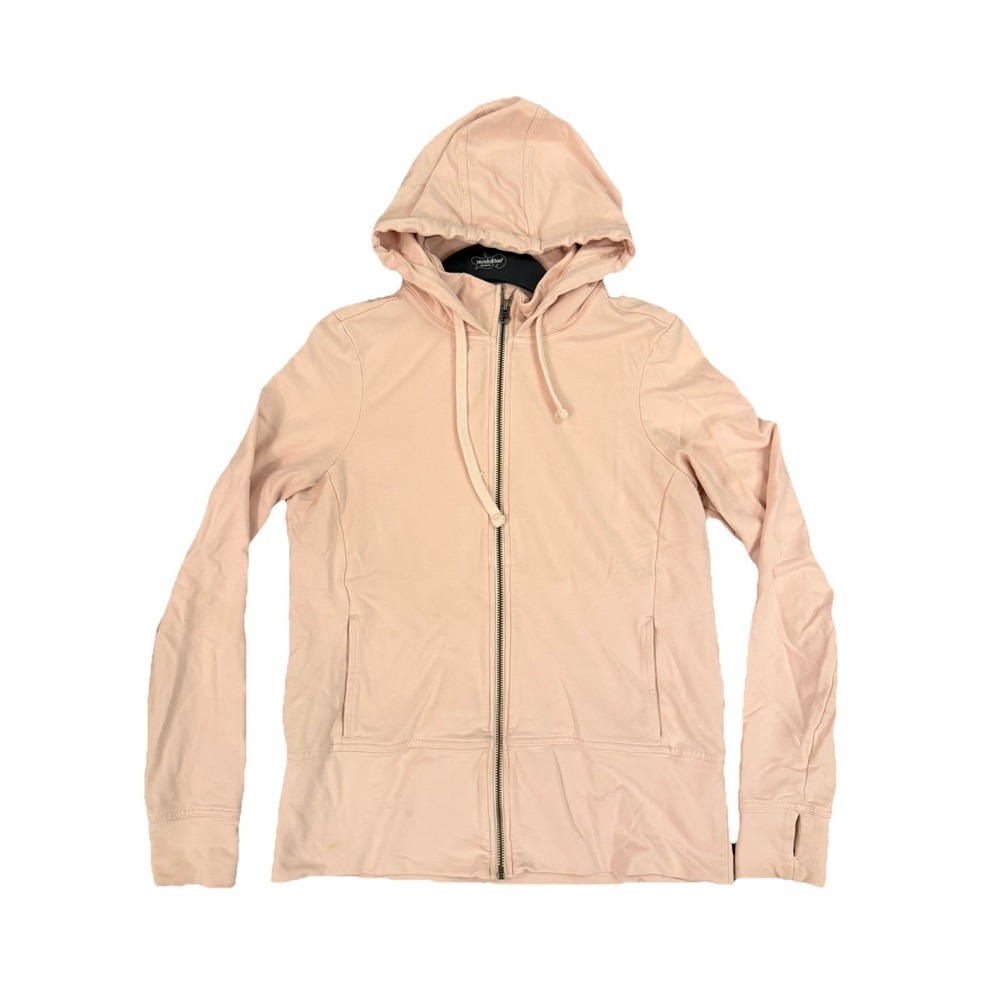 Pact Women's Blush Pink  Stretch Snug-Fit The Studio Zip Hoodie Size Small, yoga